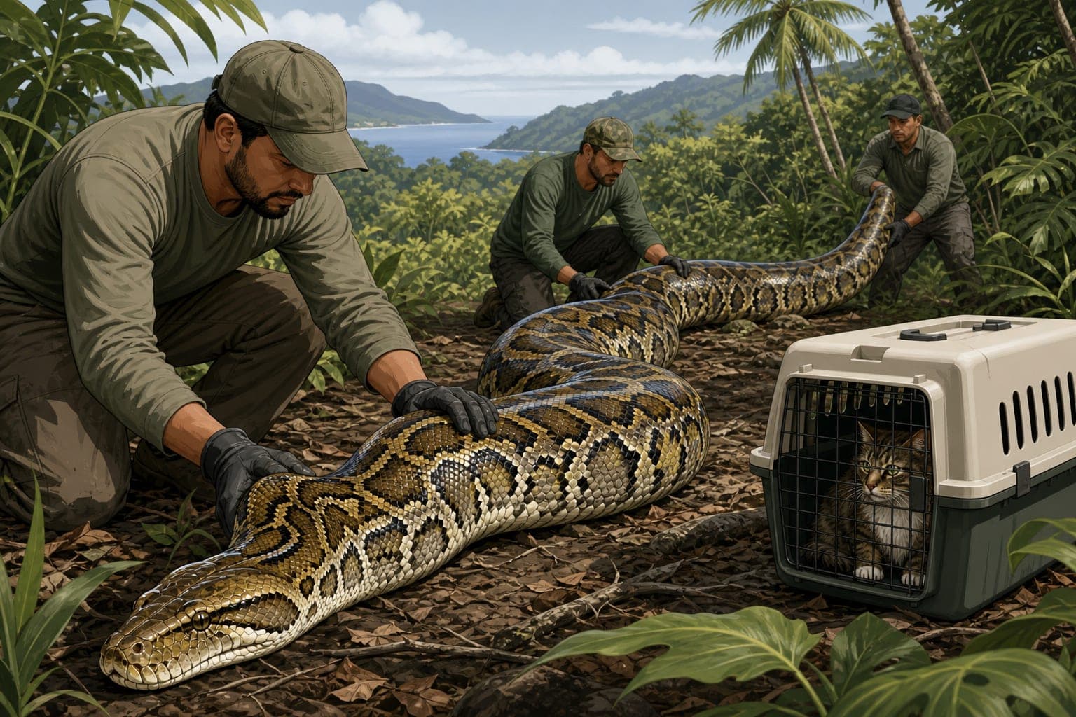 Record-Breaking Invasive Python Captured in Puerto Rico