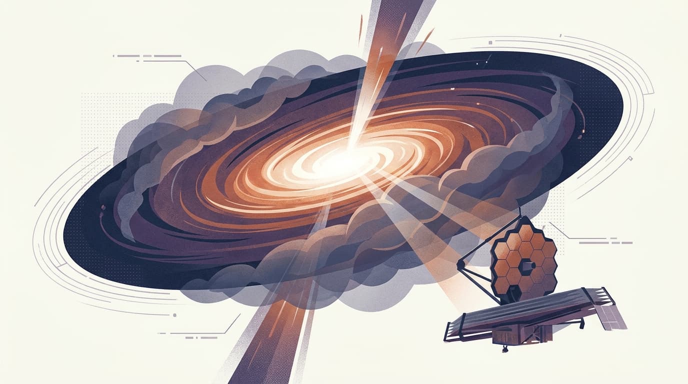 Webb Telescope Reveals the Violent Core of a Distant Galaxy