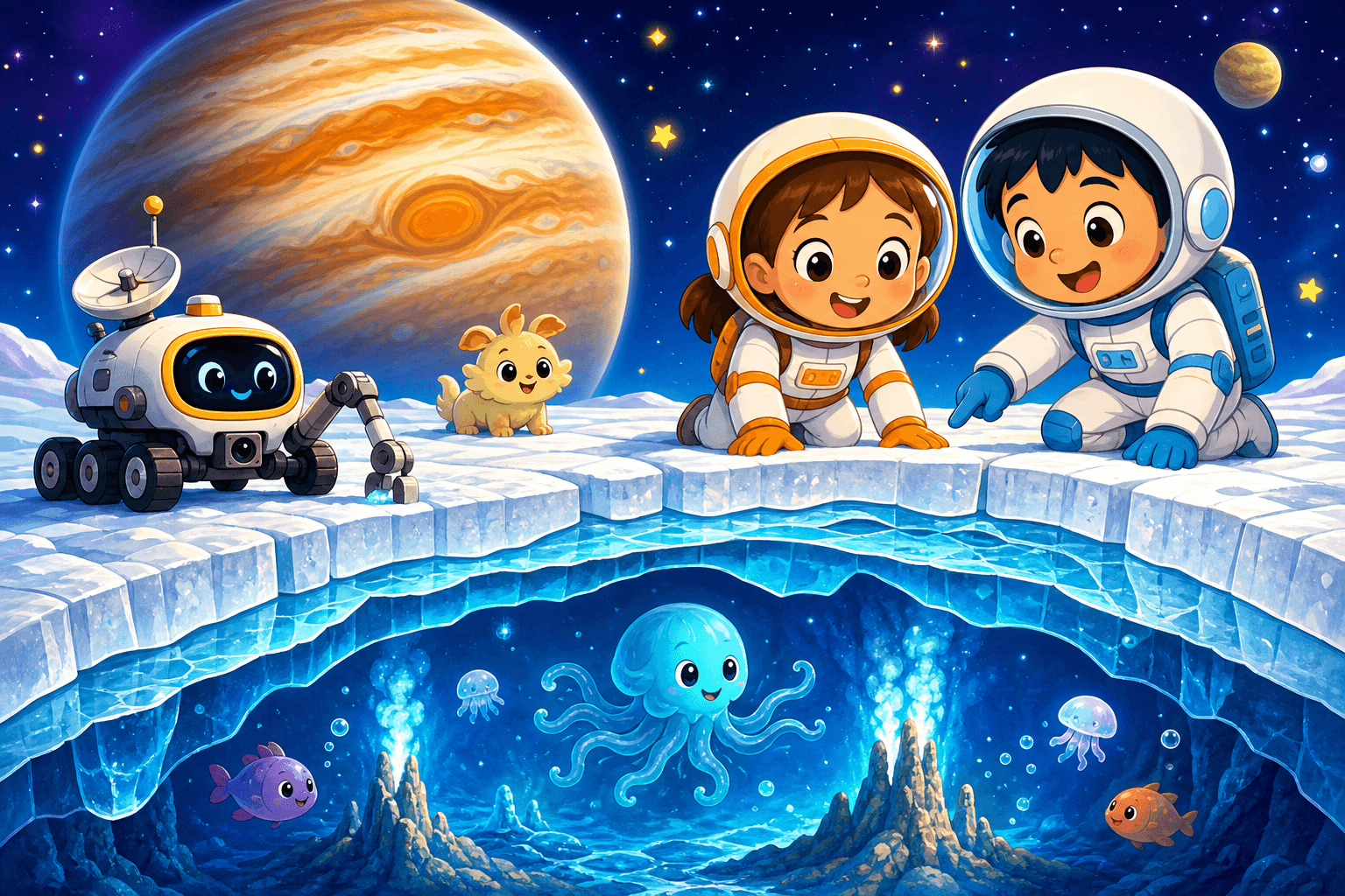 A Big Ocean Hides Under Ice in Space!
