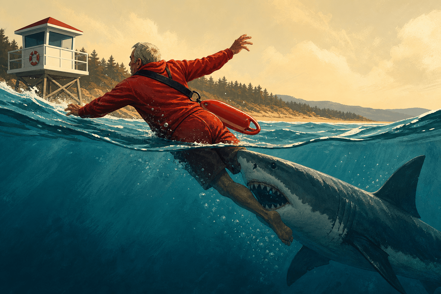 Great White Shark Drags Lifeguard Underwater in Maine