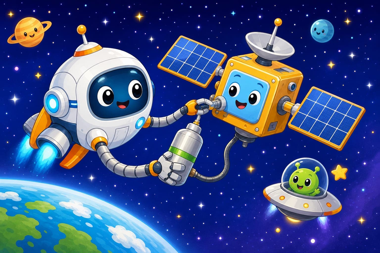 Space Robots Help Fix Satellites in Space!