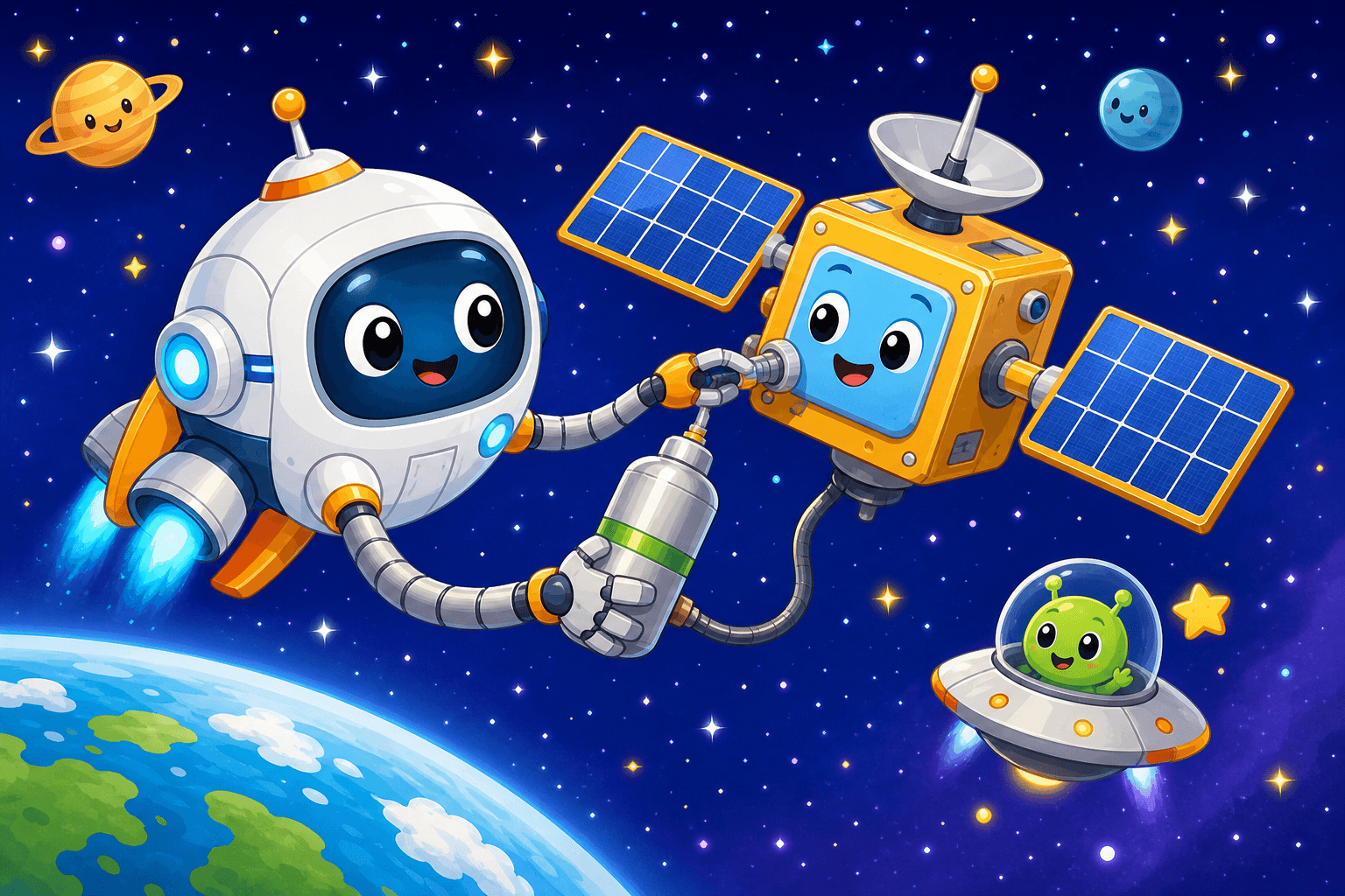 Space Robots Help Fix Satellites in Space!